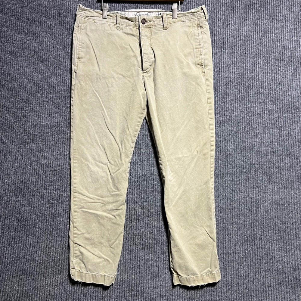 Abercrombie & Fitch Chino Pants Mens‎ 34x32 Tan Khaki Distressed Straight Leg